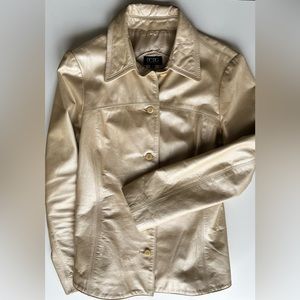 BCBG MAX AZRIA fitted gold pearl leather jacket. Excellent condition. Sz 4